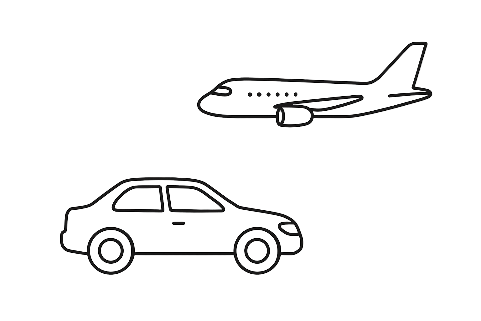 car and airplane outline